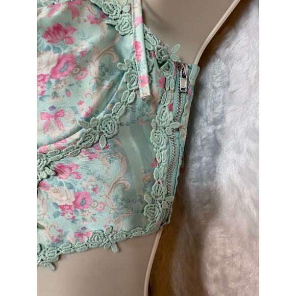 Dolls Kill Sugar Thrillz Scandal Sheet Mint Green Lace Up Corset Bustier Small - Picture 4 of 15